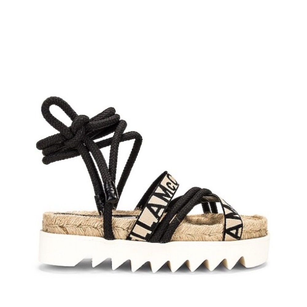 Stella McCartney Gaia Sandals in Black & Cream - Picture 5 of 13